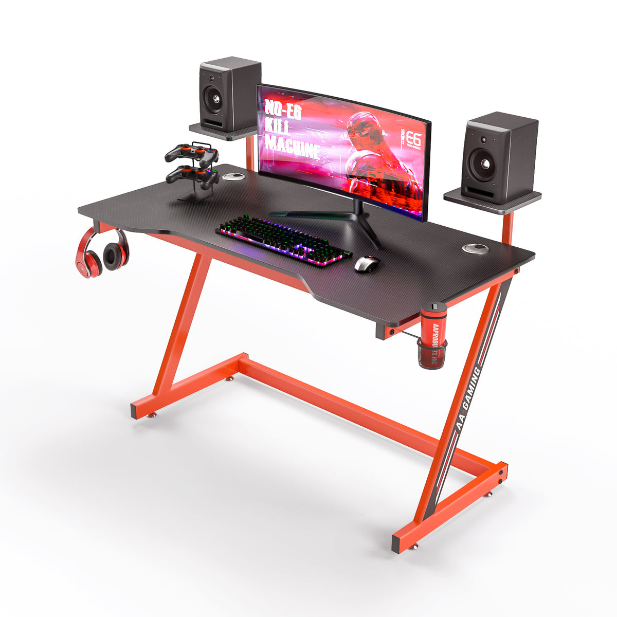 35 39 47 Z Shaped Gaming Desk Simple PC Computer Table Home Office Desk  Red