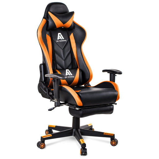 AA Products Gaming Chair High Back Ergonomic Computer Racing Chair Adjustable Office Chair with Footrest, Lumbar Support Swivel Chair - Orange - AA Products Inc