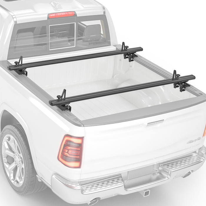 AA-Racks Model APX2503 64" Mid-Size Low Profile Heavy Duty Aluminum Truck Bed Rack for Trucks and Trailers with Open Rails(APX2503-S-BLK) - AA Products Inc