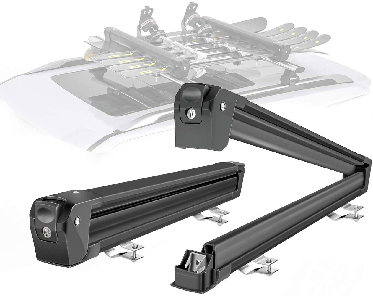 AA Products Aluminum Universal Car Ski Roof Racks 2 Pcs Ski