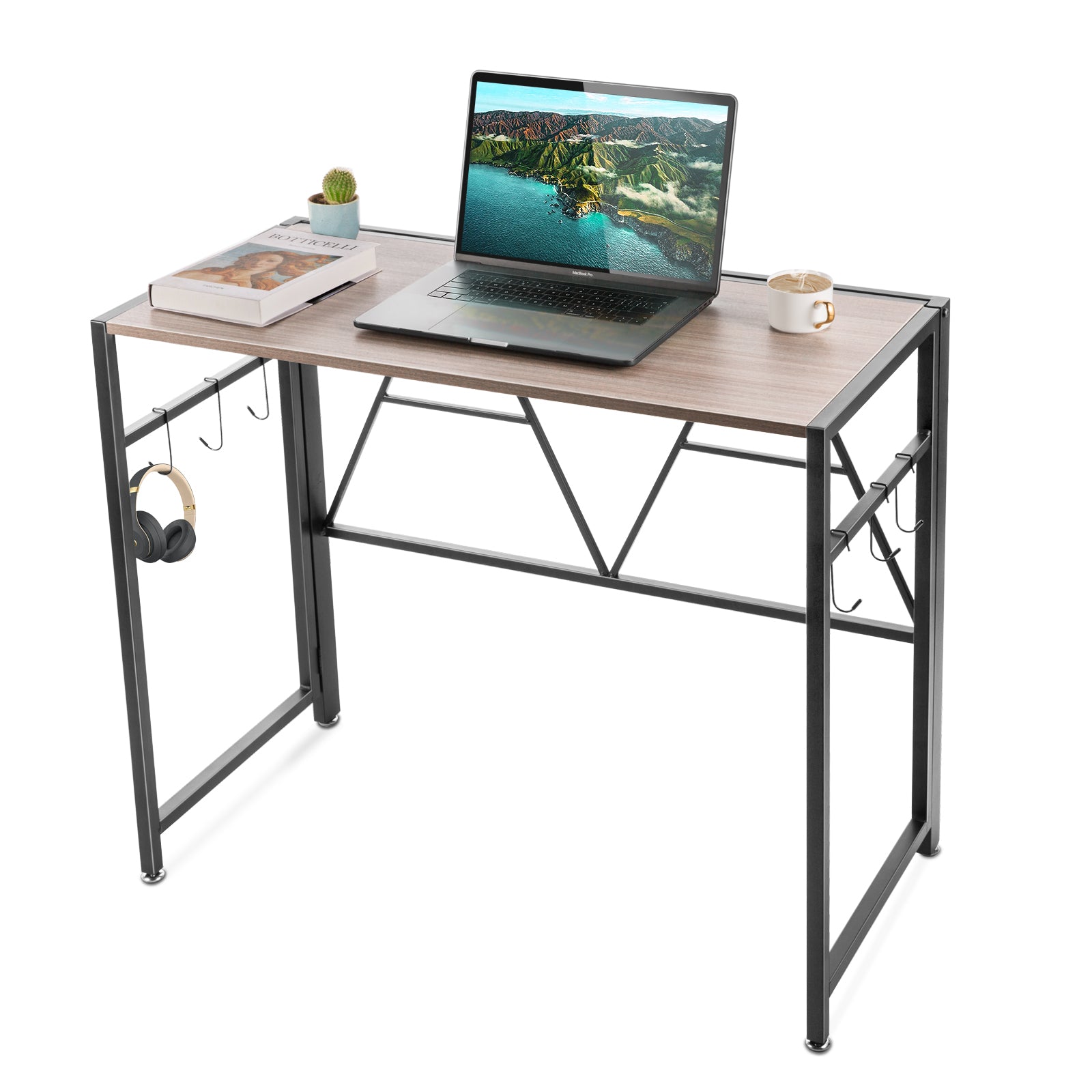 Halter Folding Desk Table, No Assembly Collapsible Computer Desk for  Office, Bedroom, and Study - 47” Space-Saving Portable, Foldable Study  Table 