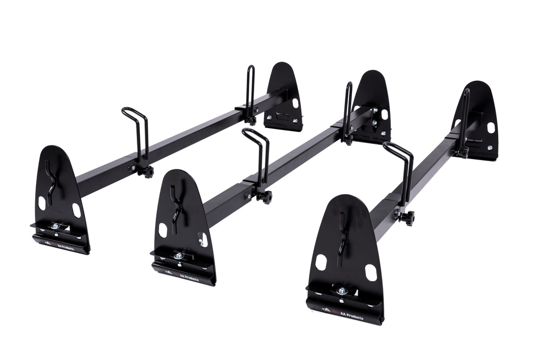 AA-Racks Universal Rain Gutter Van Ladder Roof Rack Adjustable Steel Rooftop Cargo Carrier Rack- Black/White (X27) - AA Products Inc