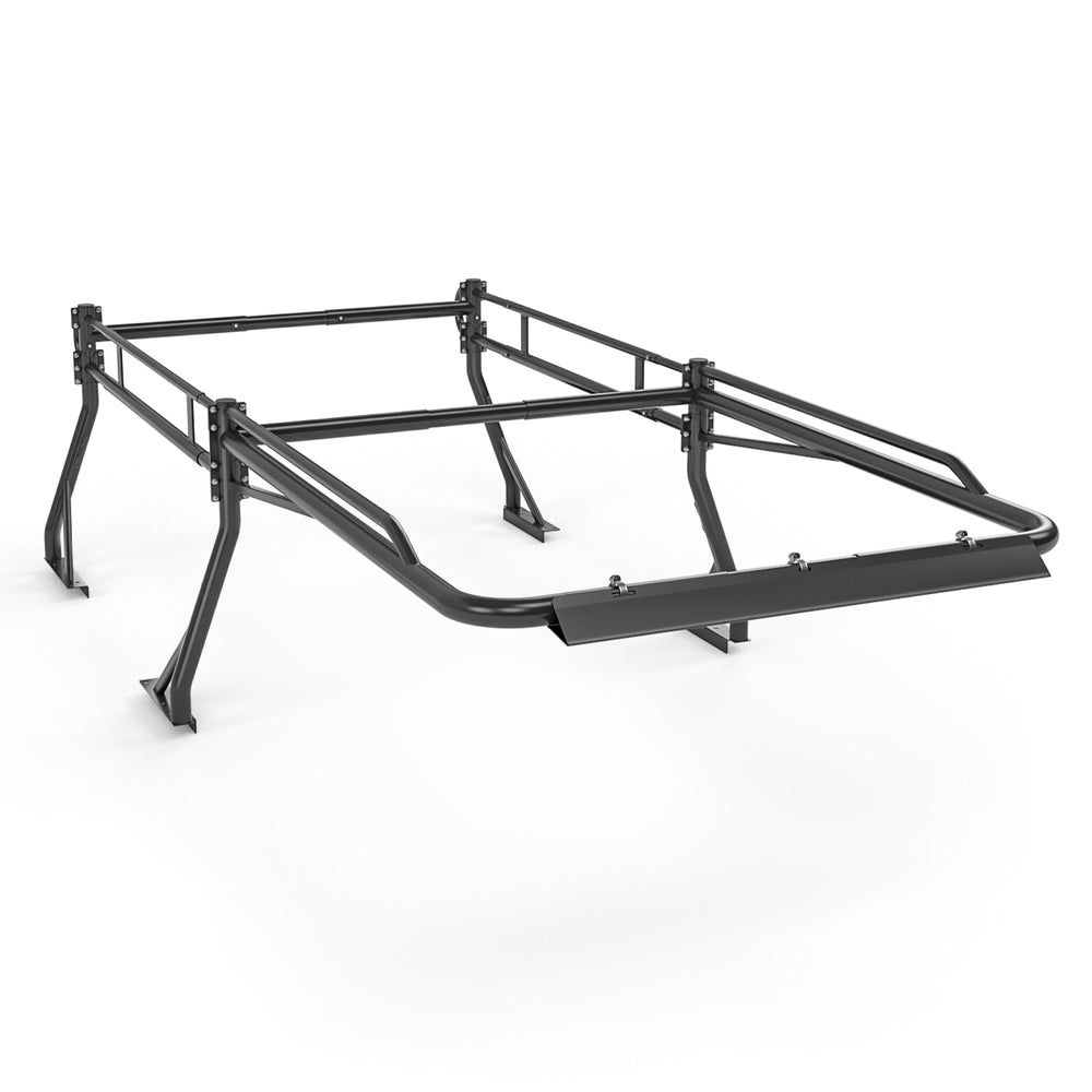 AA-Racks Model X39 Short Bed Truck Ladder Rack Side Bar with Long Cab Ext, Aerodynamic Design with Front Wind Deflector Reduce Wind Noise(X39-LC-WD) - AA Products Inc