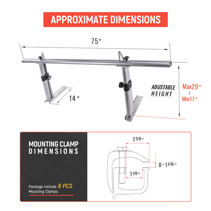 AA-Racks Universal Pickup Truck Ladder Racks Adjustable Utility Aluminum Truck Bed Rack (APX2501) - AA Products Inc