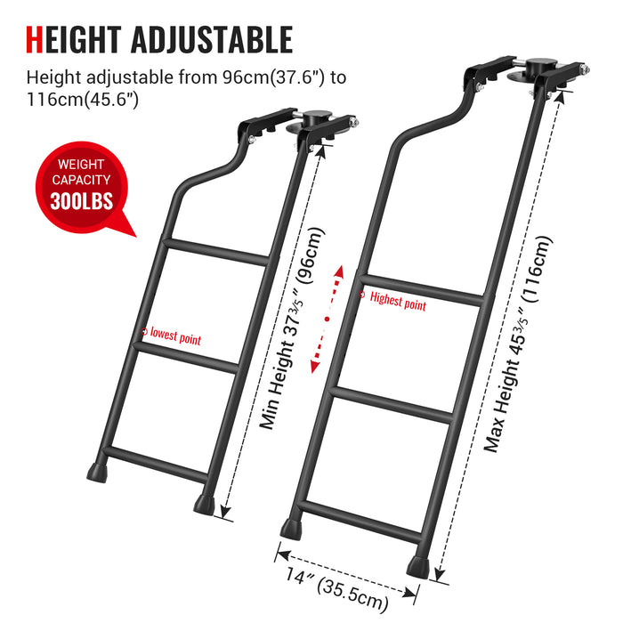 AA Product Tailgate Ladder Foldable Pickup Truck Tailgate Ladder Universal Accessories for Truck Easy Install Ladder Rack Capacity 300 lbs(PTL-01) - AA Products Inc