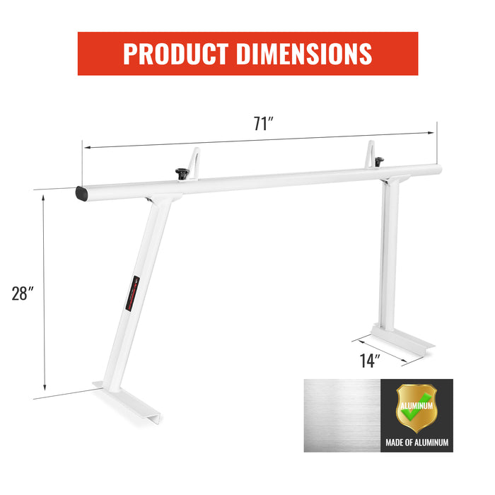 AA-Racks Universal No Drill Aluminum Ladder Rack Single Bar Pickup Truck Racks Lumber Kayak Utility - (APX25-A) - AA Products Inc