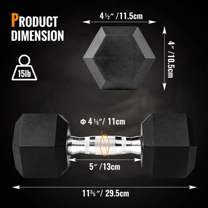 S.Y. Home & Outdoor Dumbbells Weight Rubber Encased Hex Dumbbell for Sports and Fitness in Single Pack - AA Products Inc