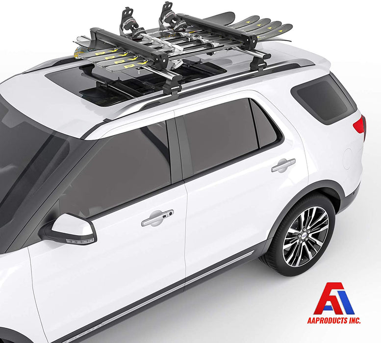 Snowboard Rack For Car AA Products Aluminum Universal Car Ski Roof Racks, 2 Pcs Ski Snowboard ...