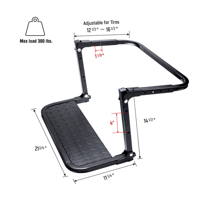 AA Products Universal Tire Steps for Pickup Truck, SUV and RVs Adjustable Tire Mounted Auto Step Fits Any Tire from 9'' to 13'', Rated up to 300 lbs(TTS-01) - AA Products Inc