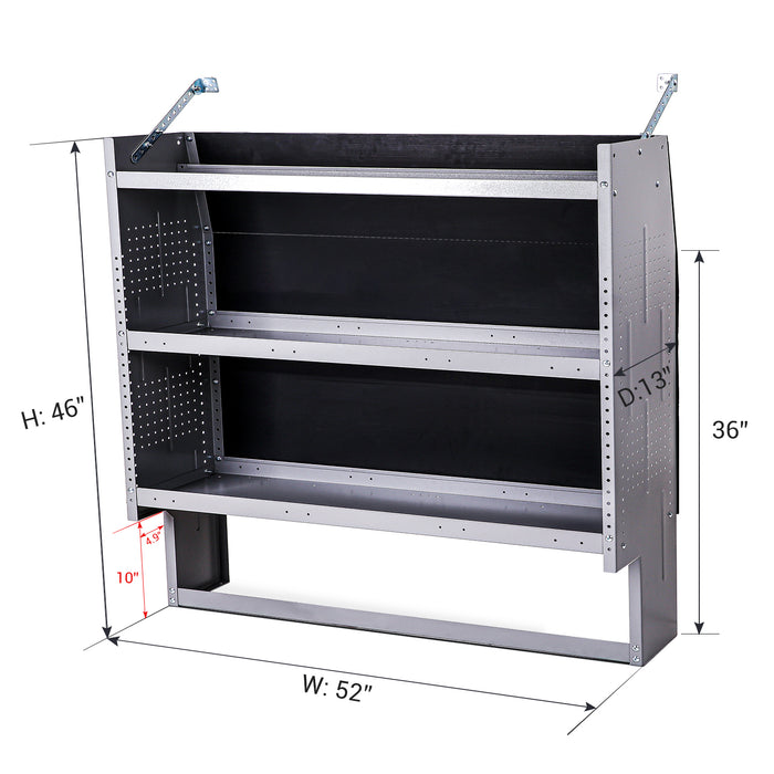 AA Products Steel Low/Mid/High Roof Van Shelving Storage System Fits Transit, GM, NV, Promaster, Sprinter and Metris, Notched Bottom(SH-4605-GAP) - AA Products Inc