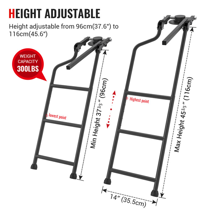 AA Product Tailgate Ladder Foldable Pickup Truck Tailgate Ladder Accessories with Handrail for Truck Easy Install Durable Steel Omni-Directional Ladder Rack Capacity 300 lbs(PTL-04) - AA Products Inc