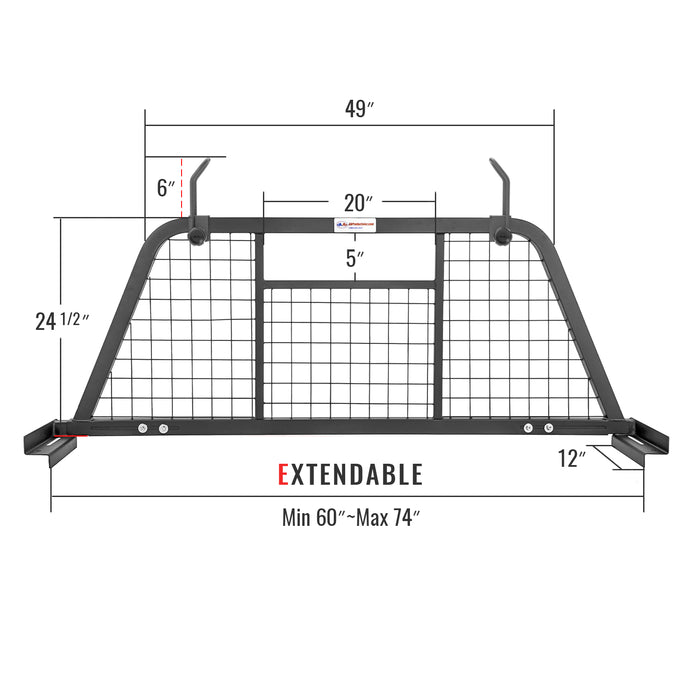 AA-Racks Universal Headache Rack Adjustable Back Rack Rear Window Cab Guard Steel (HX-501) - AA Products Inc