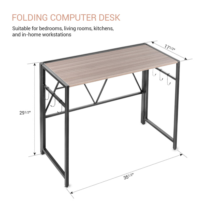 AA Products 35.5" Folding Computer Desk, No-Assembly Space-Saving Collapsible Simple Modern Table for Home Office Bedroom Student Desk, Durable Writing Table ( 35.5"×17.5"×29.5" )(FCD-01) - AA Products Inc