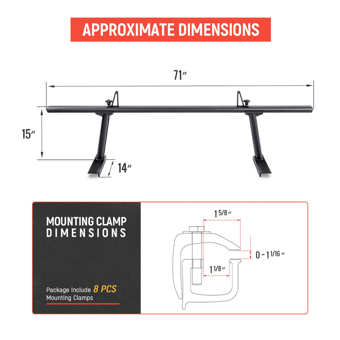 AA-Racks Low-profile Utility Aluminum Pick-Up Truck Ladder Rack with Load Stop (APX2502) - AA Products Inc