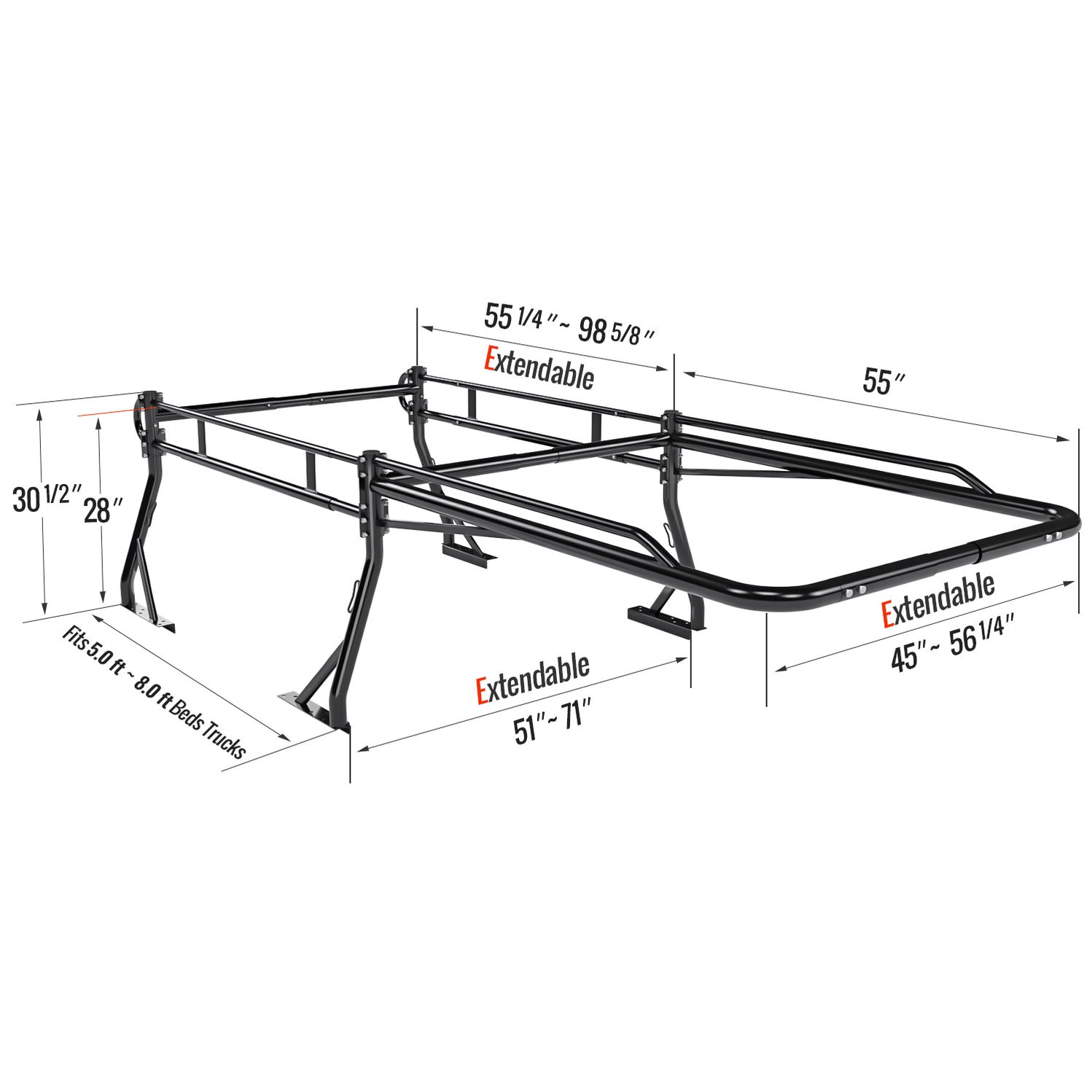 Over Cab Material Racks Truck Racks with 55'' Over-Cab Ext | AA-Racks– AA Products Inc