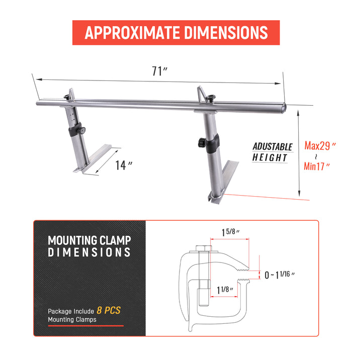 AA-Racks Universal Pickup Truck Ladder Racks Adjustable Utility Aluminum Truck Bed Rack (APX2501) - AA Products Inc