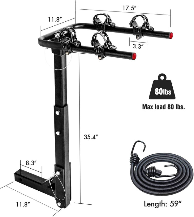 AA Products 2 Bike Rack Platform Hitch Mount Rack Foldable Bicycle Rack for Cars, Trucks, SUV's and Minivans, Fits 2'' Hitch Receiver(BRC-01) - AA Products Inc