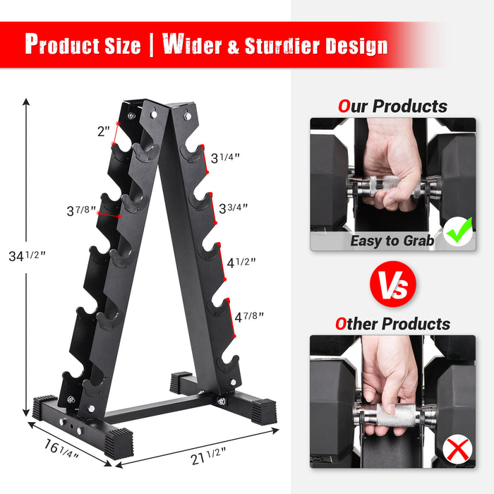 S.Y. Home & Outdoor A-Frame Dumbbell Rack Stand Only, 3 Tier Steel Weight Rack for Dumbbells Suitable for Home Gym Accessories, (180 lbs Weight Capacity) - AA Products Inc