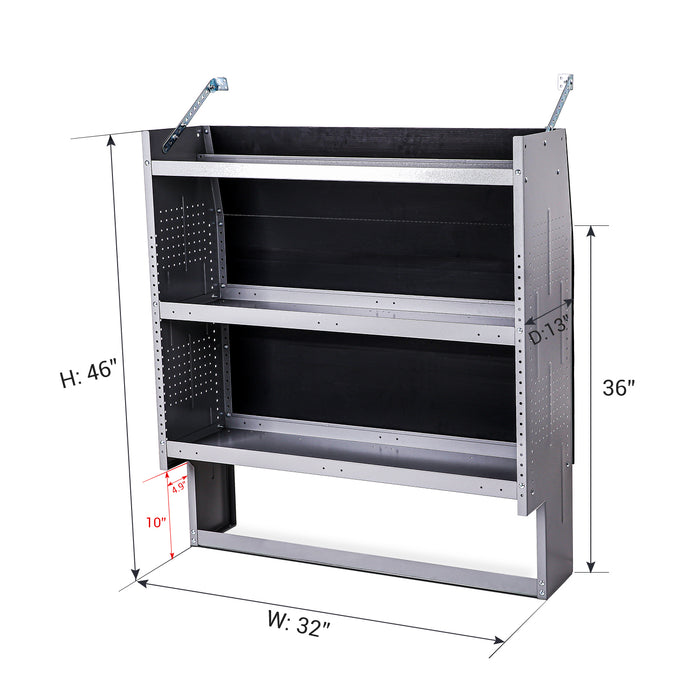 AA Products SH-4603(2)-GAP Steel Low/Mid/High Roof Van Shelving Storage System Fits Transit, GM, NV, Promaster and Sprinter - AA Products Inc