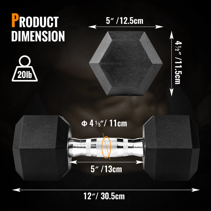 S.Y. Home & Outdoor Dumbbells Weight Rubber Encased Hex Dumbbell for Sports and Fitness in Single Pack - AA Products Inc