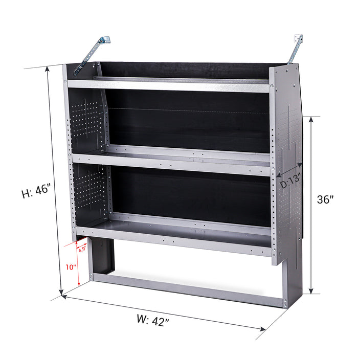 AA Products Steel Low/Mid/High Roof Van Shelving Storage System Fits Transit,GM,NV,Promaster,Sprinter and Metris, Notched Bottom(SH-4604-GAP） - AA Products Inc