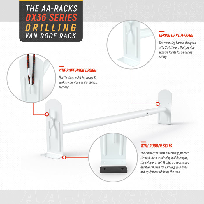 AA-Racks Adjustable Van Ladder Roof Racks Kayak Bike Cargo Mount (Fits: Ford Transit Connect 2008-13) - (DX36-TR) - AA Products Inc