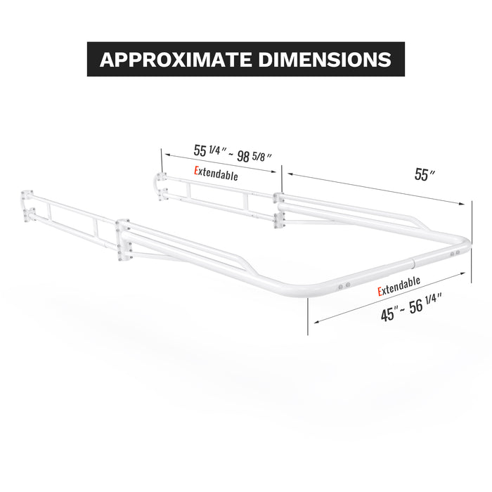 AA-Racks Adjustable Side bar with 55'' Long Over Cab. Extension for Basic 2 Bar Pickup Truck Rack -  (P39-LC-BX2) - AA Products Inc
