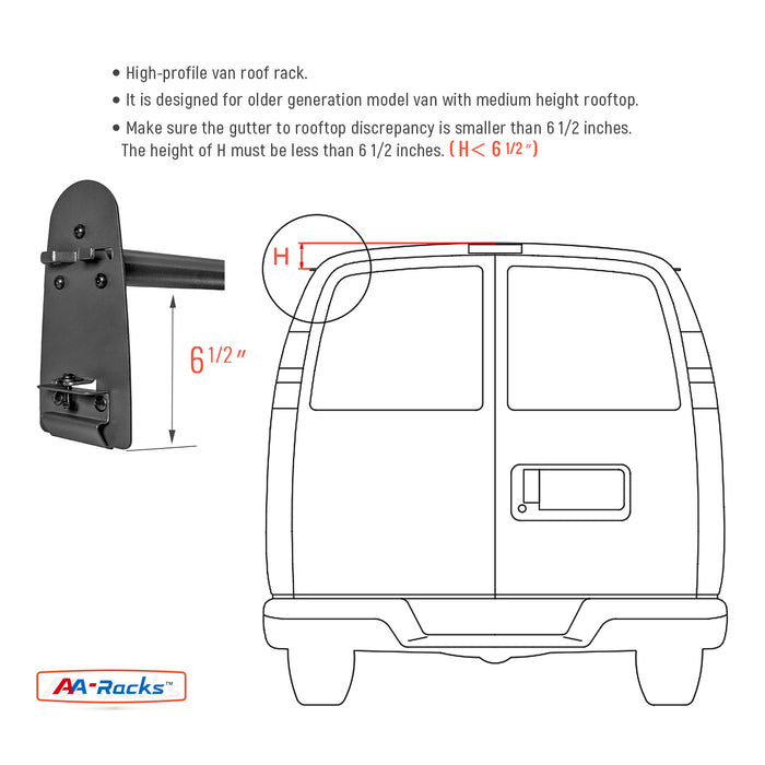 AA-Racks Universal Van Roof Ladder Rack Adjustable Rooftop Cargo Luggage Carrier Rack Ford Dodge Chevy - (X316) - AA Products Inc