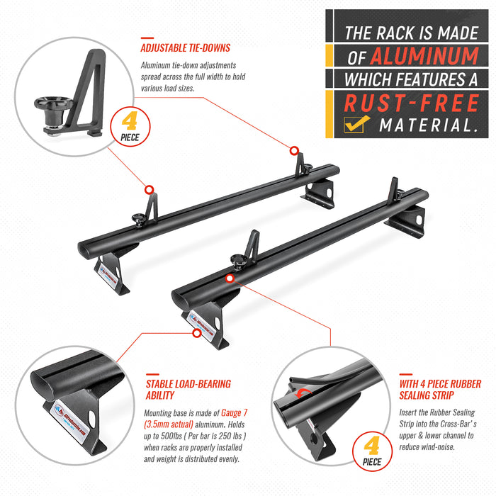 AA-Racks Aluminum Utility Van Roof Ladder Rack with Load Stop - (Fits: Ford Transit Connect 2008-13) (ADX32-TR) - AA Products Inc