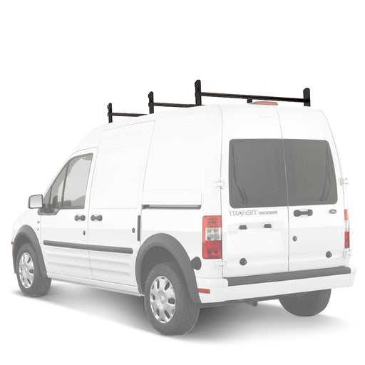 AA-Racks Model DX36 Compatible Transit Connect 2008-13 Steel 3 Bar Utility Drilling Van Roof Ladder Rack System - Sandy Black - AA Products Inc