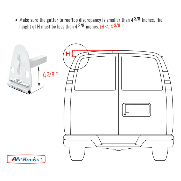 AA-Racks Universal Rain Gutter Van Ladder Roof Rack Adjustable Steel Rooftop Cargo Carrier Rack- Black/White (X27) - AA Products Inc