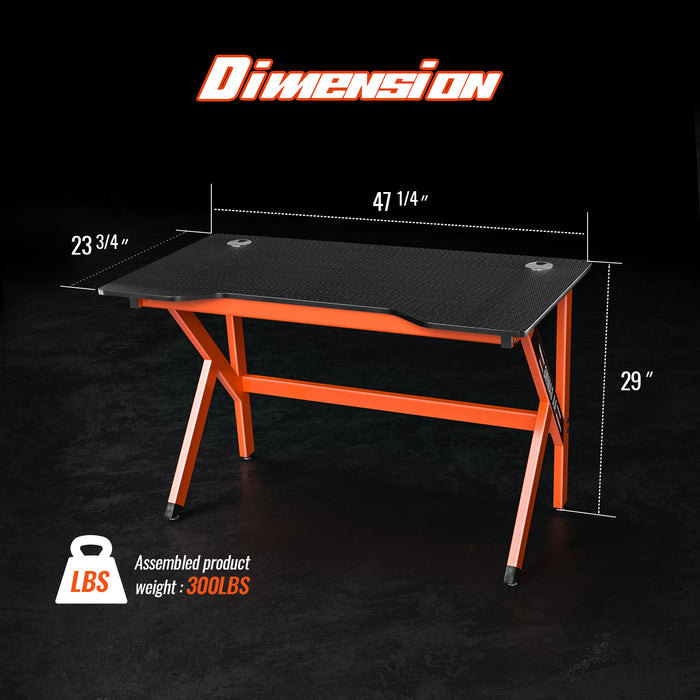 Gaming Desk 47.2 Inches K-Shaped Design Computer Desk Suitable for Home and Office with Controller Stand, Cup Holder and Headphone Hook(GD-K-Red) - AA Products Inc