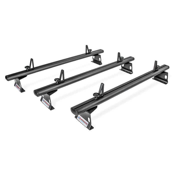 AA Racks Model AX302 Aluminum 3 Bar 72'' Van Ladder Roof Rack System, Aerodynamic Design with Front Wind Deflector Reduce Wind Noise(AX302-72(3)-WD-BLK-PR/TR) - AA Products Inc