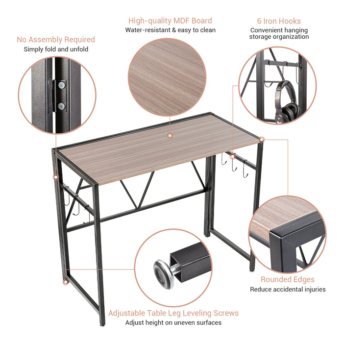 AA Products 35.5" Folding Computer Desk, No-Assembly Space-Saving Collapsible Simple Modern Table for Home Office Bedroom Student Desk, Durable Writing Table ( 35.5"×17.5"×29.5" )(FCD-01) - AA Products Inc