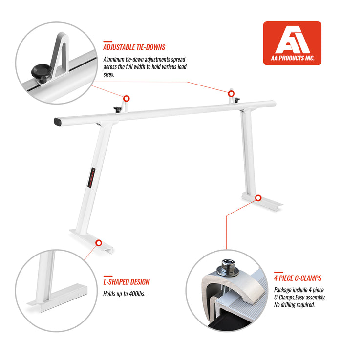 AA-Racks Universal No Drill Aluminum Ladder Rack Single Bar Pickup ...