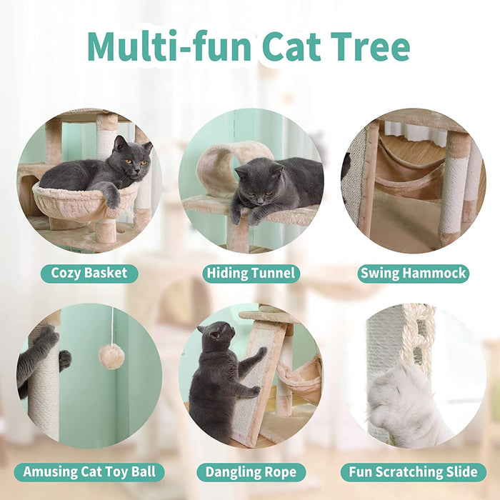 57 Cat Tree Tower for Indoor Cats Stand House Furniture Multi Fun Kittens Activity Cat Condo with Hammock Cat Scratcher Plush Perch AA Products Inc