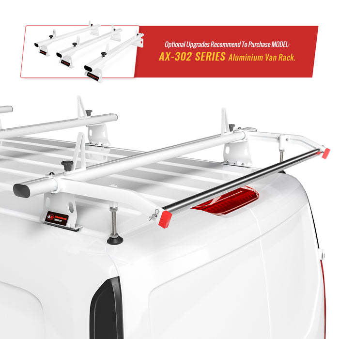 AA-Racks 47" Aluminum Frame Rear Cargo Stainless Steel Roller Bar for Model AX302 Compatible Chevy City Express/Nissan NV200/Ford Transit Connect/Mercedes Benz Metris/Dodge Ram Promaster City White - AA Products Inc