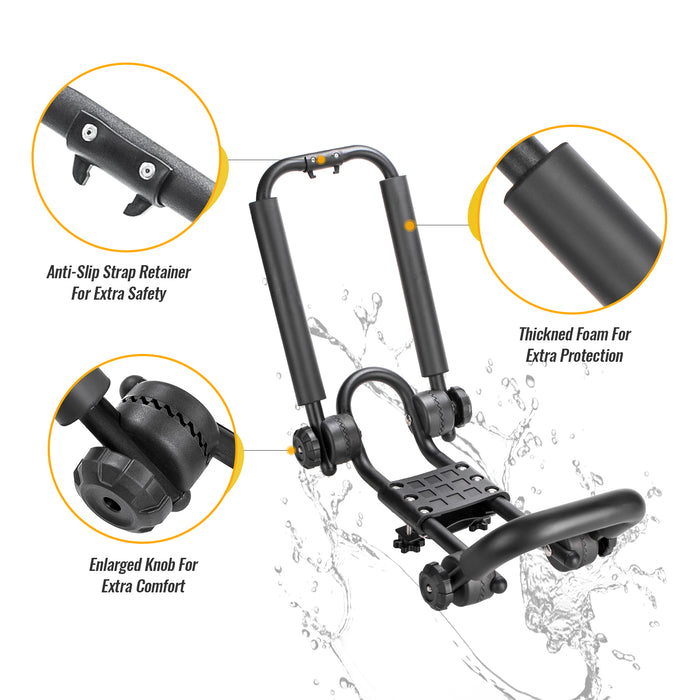 AA Racks Steel Double Folding Kayak Carrier Canoe J-Bar Roof Top Mount Racks for Car SUV Truck with Tie Down Straps (KX-200) - AA Products Inc