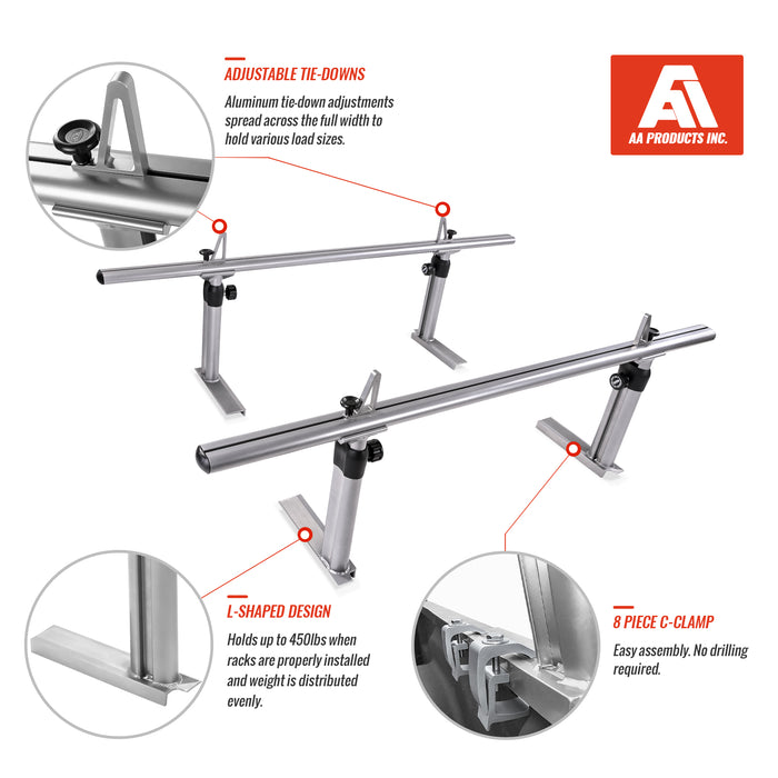 AA-Racks Universal Pickup Truck Ladder Racks Adjustable Utility Aluminum Truck Bed Rack (APX2501) - AA Products Inc