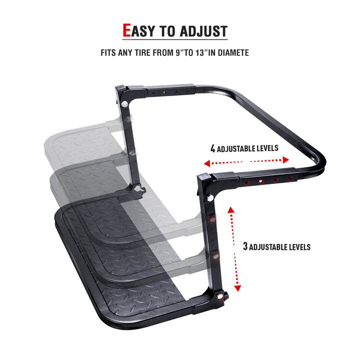 AA Products Universal Tire Steps for Pickup Truck, SUV and RVs Adjustable Tire Mounted Auto Step Fits Any Tire from 9'' to 13'', Rated up to 300 lbs(TTS-01) - AA Products Inc