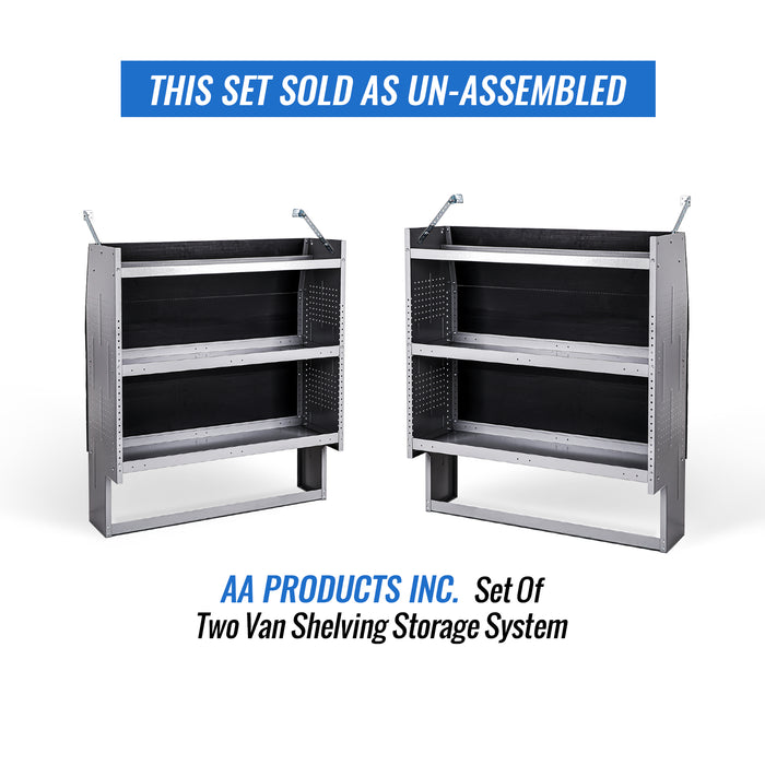 AA Products SH-4603(2)-GAP Steel Low/Mid/High Roof Van Shelving Storage System Fits Transit, GM, NV, Promaster and Sprinter - AA Products Inc