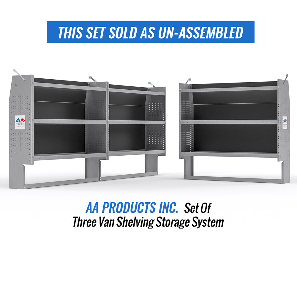 AA Products SH-4605(3)-GAP Steel Low/Mid/High Roof Van Shelving Storage System Fits Transit, GM, NV, Promaster, Sprinter and Metris - AA Products Inc