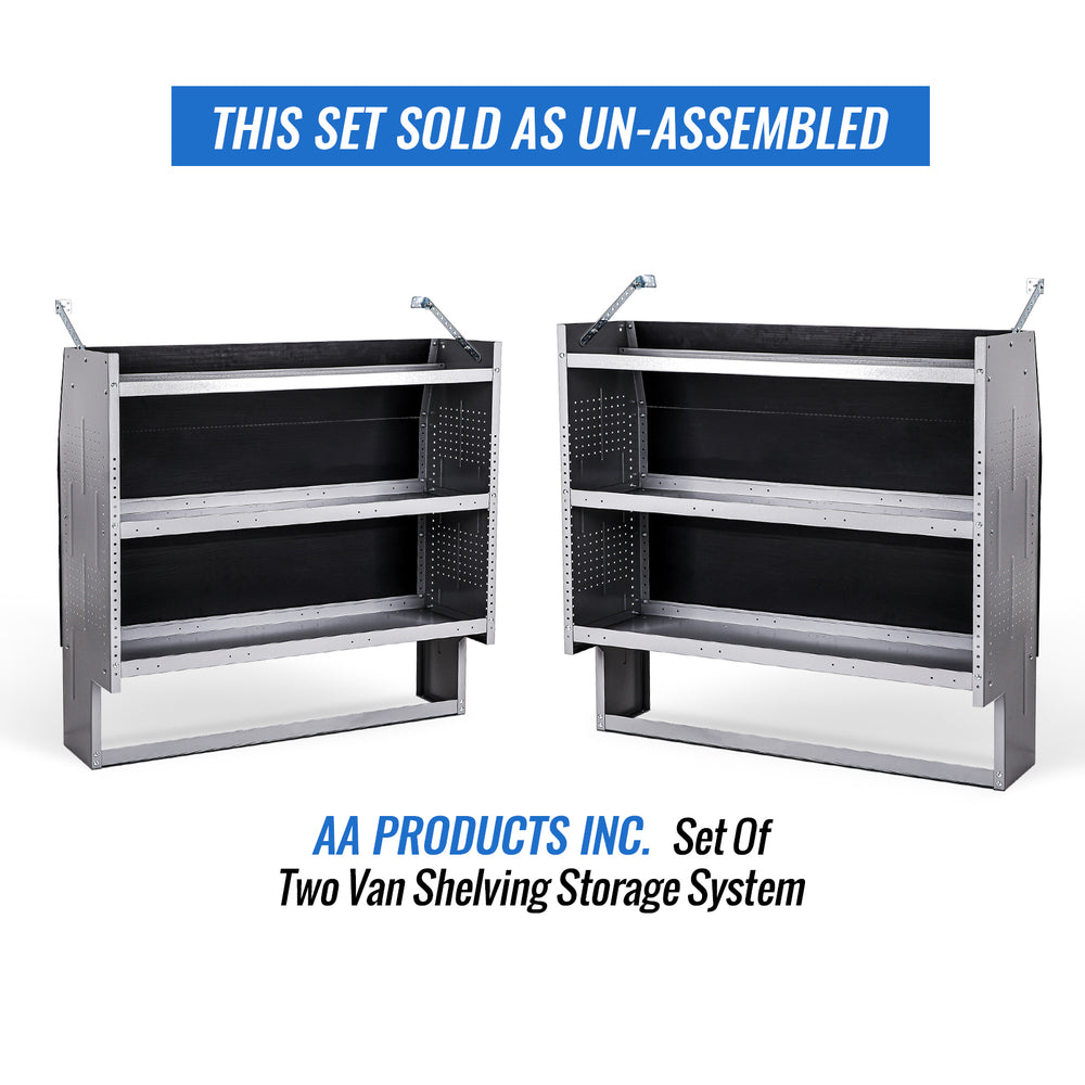 AA Products SH-4605(2)-GAP Steel Low/Mid/High Roof Van Shelving Storage System Fits Transit, GM, NV, Promaster, Sprinter and Metris - AA Products Inc