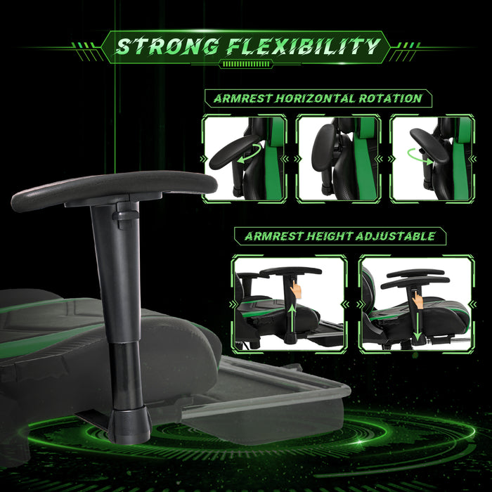 AA Products Gaming Chair High Back Ergonomic Computer Racing Chair Adjustable Gamer Chair with Footrest, Lumbar Support Swivel Chair – BlackGreen - AA Products Inc