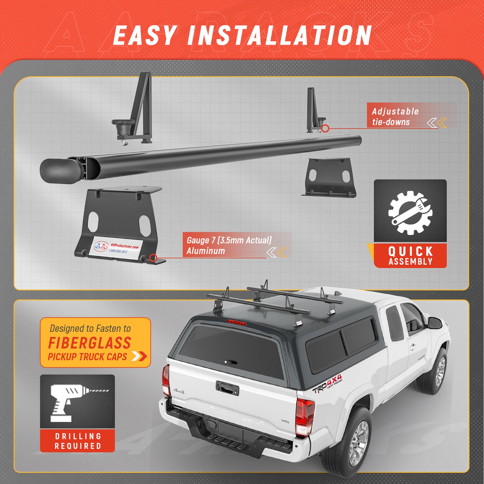 AA-Racks Aluminum Truck Cap Topper Van Roof Rack– AA Products Inc