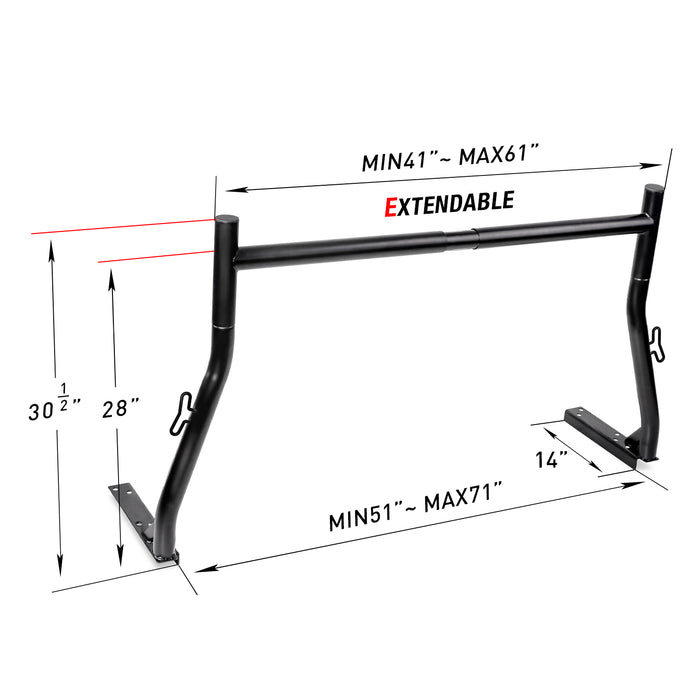 AA-Racks Universal 800Ibs Pick-Up Truck Ladder Rack Adjustable Steel 2 Bar Set Lumber Utility Carrier Rack (X3501) - AA Products Inc