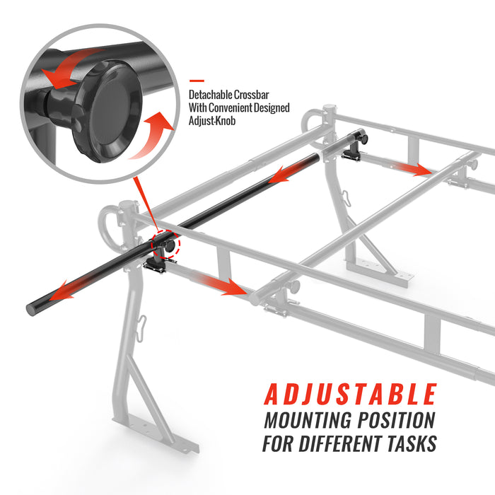 AA-Racks Pickup Truck Ladder Rack Removable Middle Crossbar and Rear Cross Bar - Black/ White (P39-MC/RC) - AA Products Inc