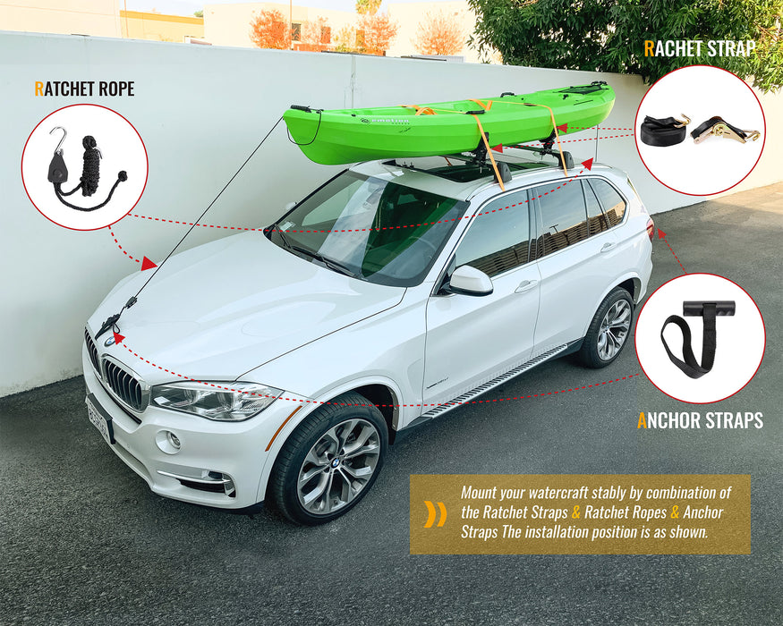 Sea Kayak How To Ratchet Strap Kayak To Roof Rack Strapping Down A