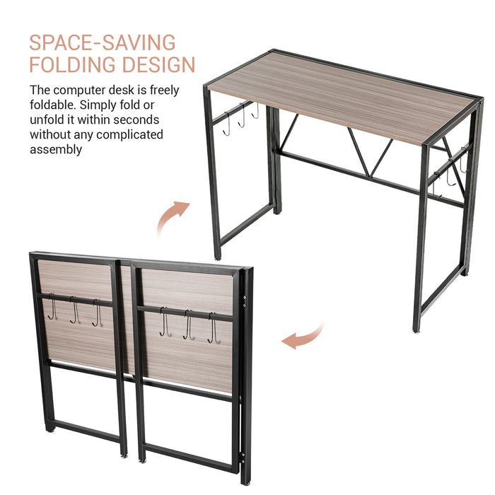 AA Products 35.5" Folding Computer Desk, No-Assembly Space-Saving Collapsible Simple Modern Table for Home Office Bedroom Student Desk, Durable Writing Table ( 35.5"×17.5"×29.5" )(FCD-01) - AA Products Inc