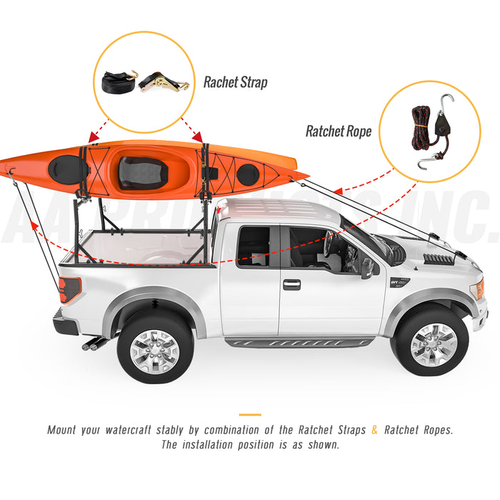 AA Racks X35 Truck Rack Combo with 8 Clamps and Universal Kayak J-Rack (KX-355) - AA Products Inc